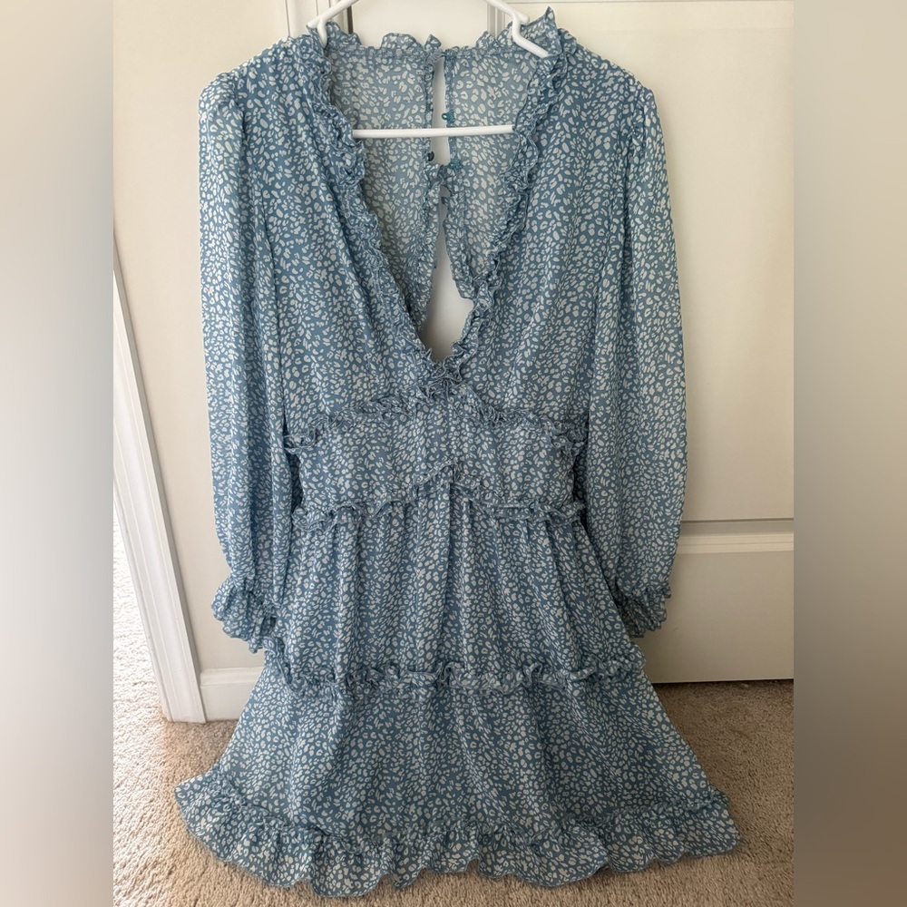 Dokotoo Women’s Blue Ruffle Dress Medium